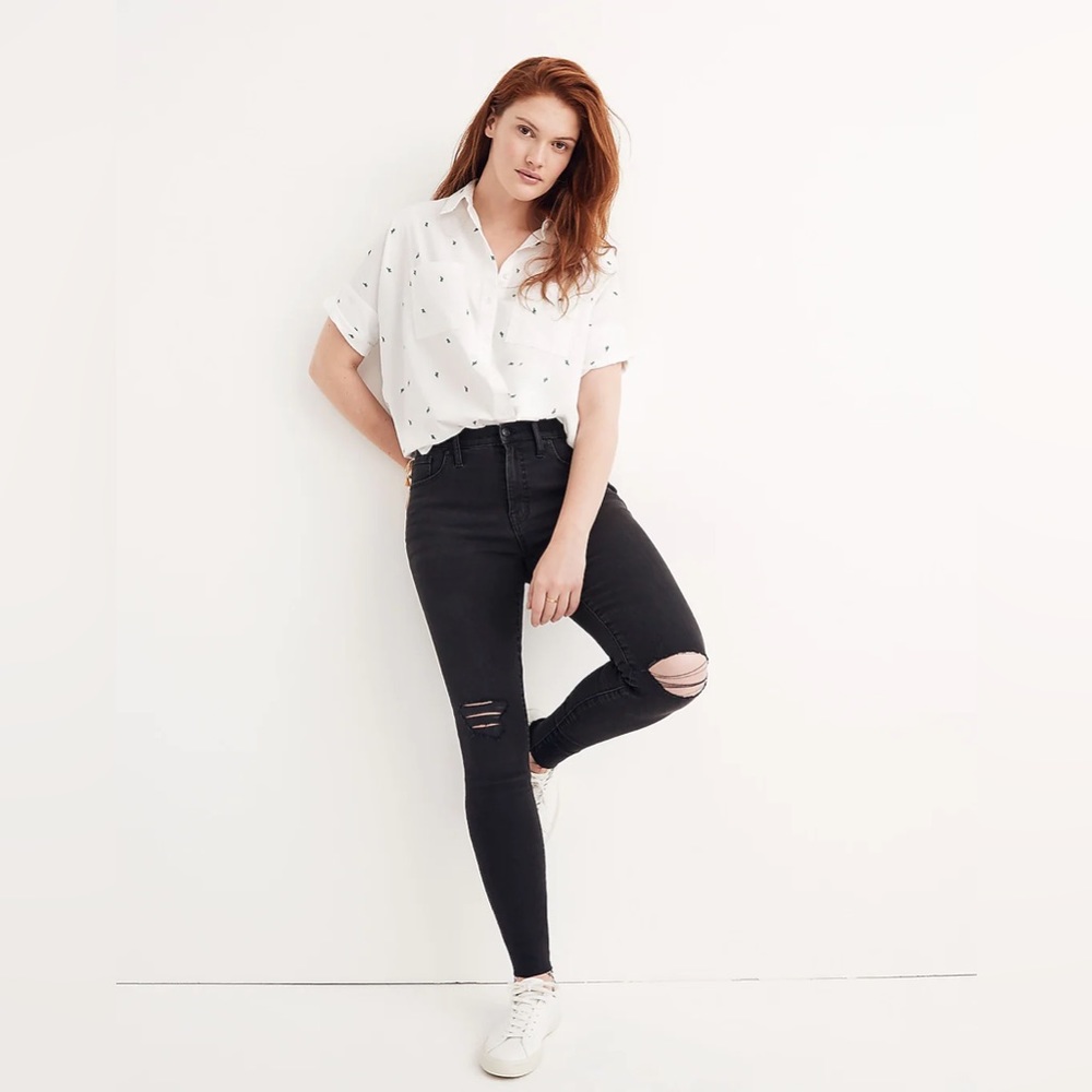 Madewell 9" Mid-Rise Skinny Jeans Women Size 29 Distressed Raw Hem Style H2230